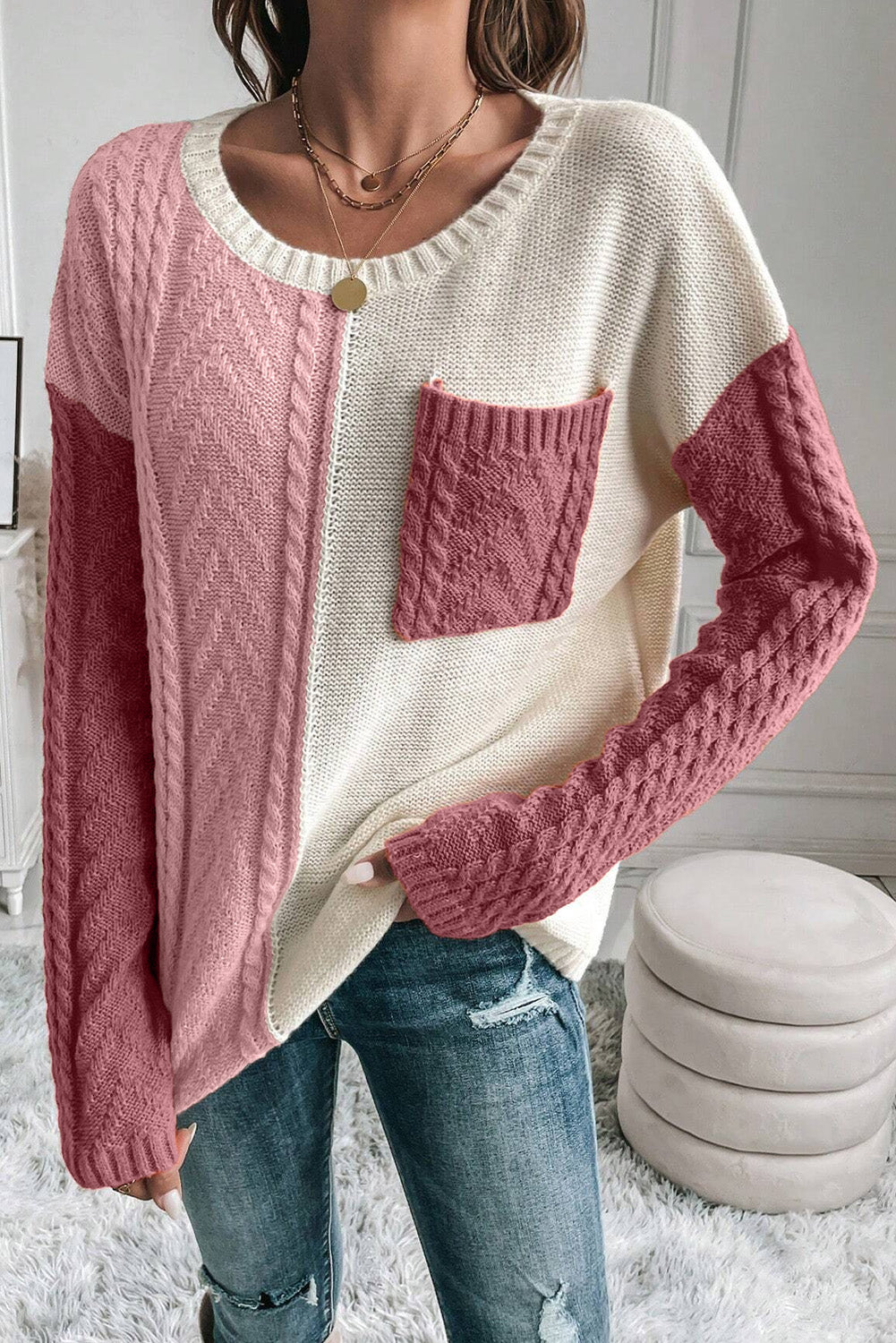 Cozy Round Neck Long Sleeve Sweater