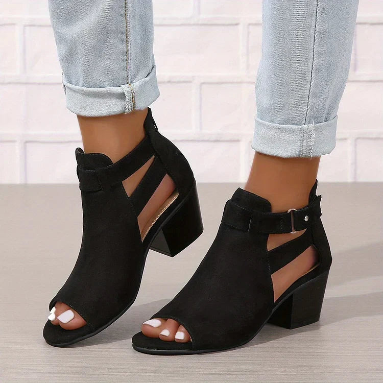 Zavanova - Orthopedic Retro Sandals with Stacked Heel