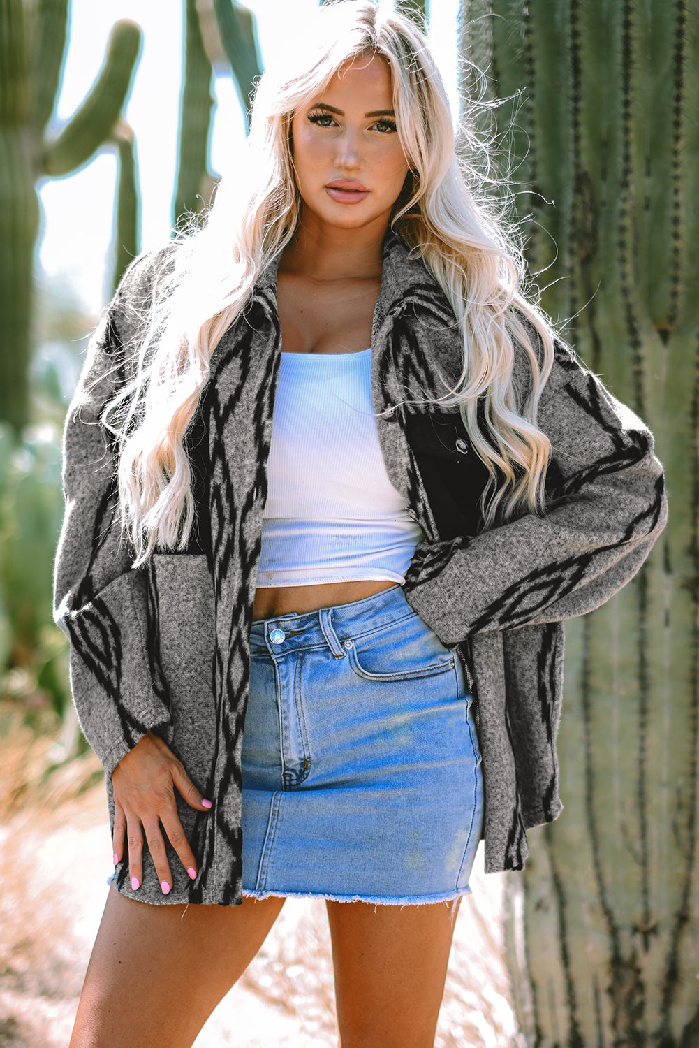 Southwestern - Print Oversized Shirt Jacket