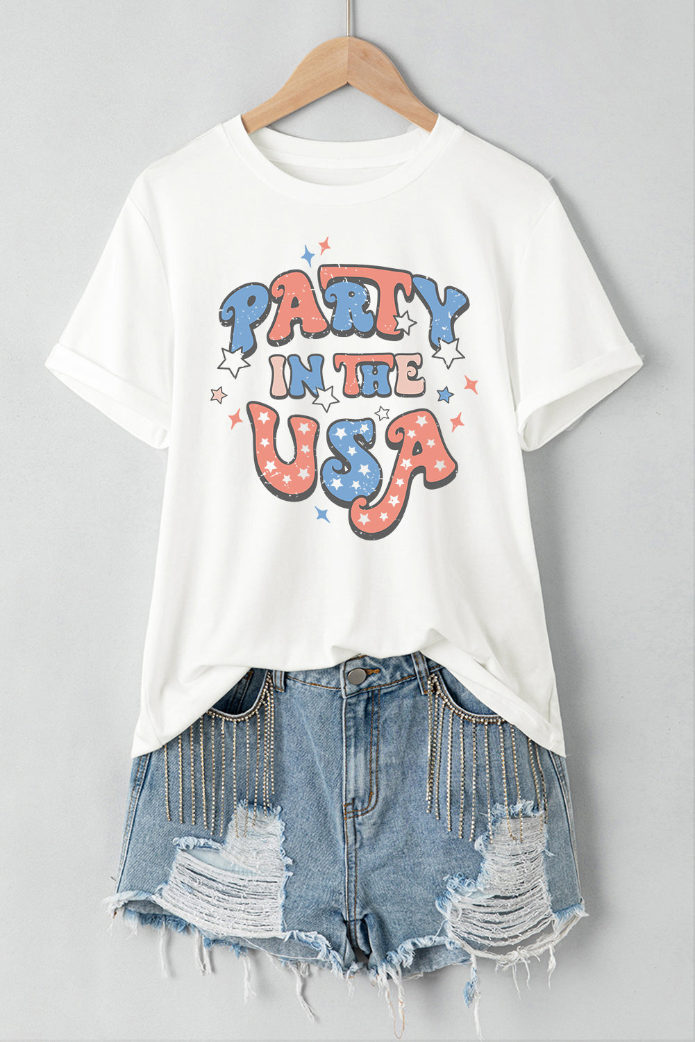 StarWave White Party in the USA Flag Fashion Top