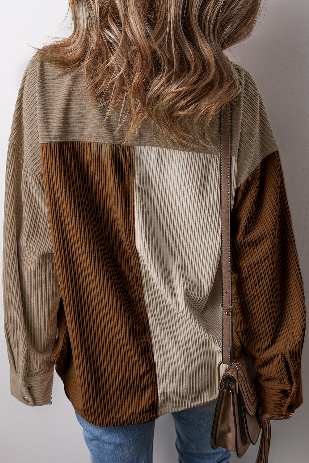 Color Block Oversized Button-Down jacket