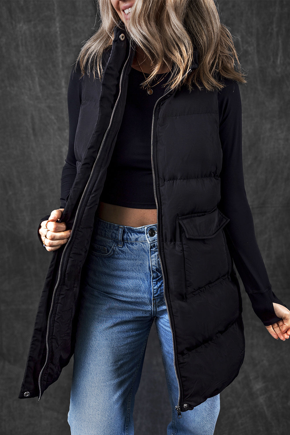 Sleek Quilted Puffer Vest with Side Pockets