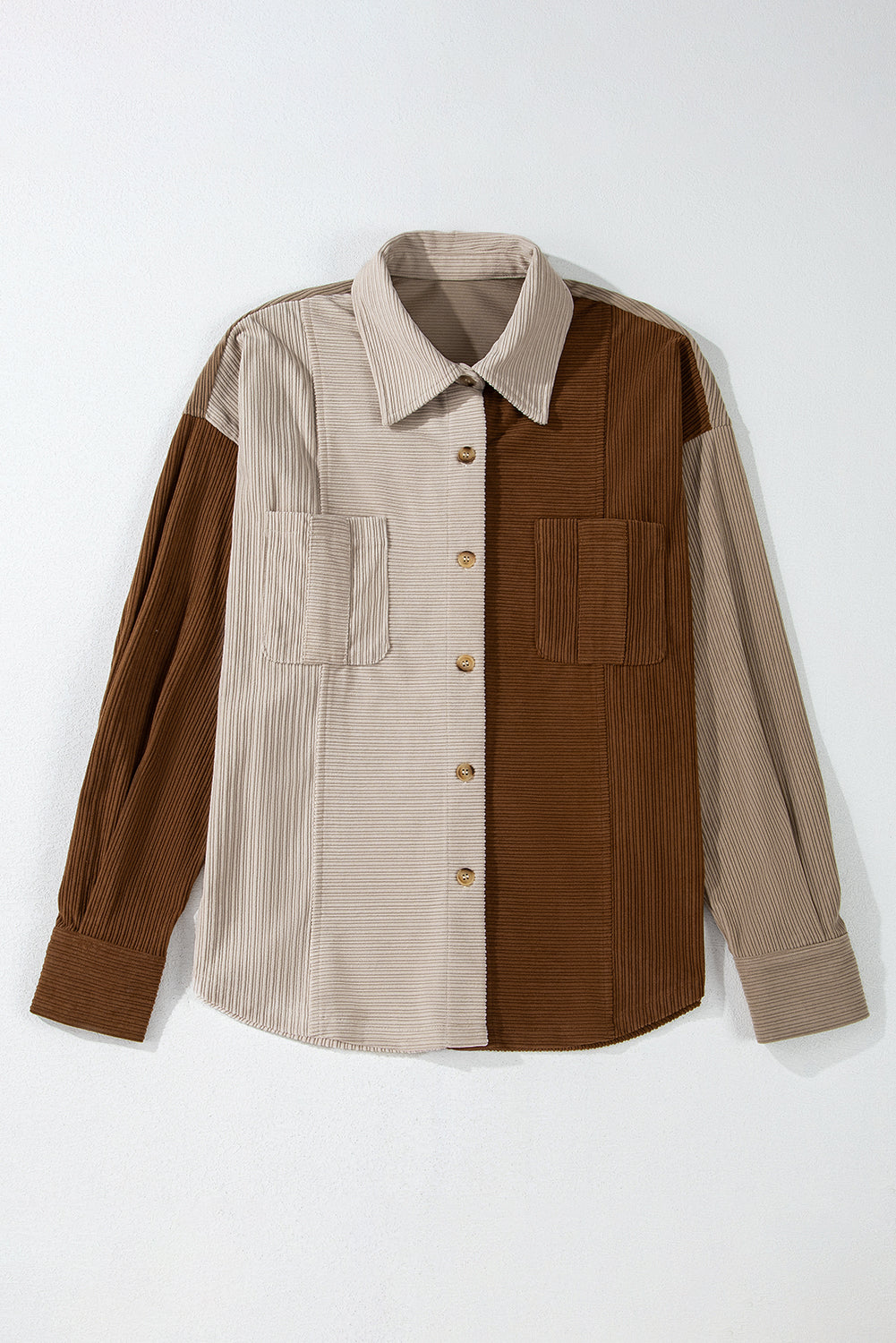 Color Block Oversized Button-Down jacket
