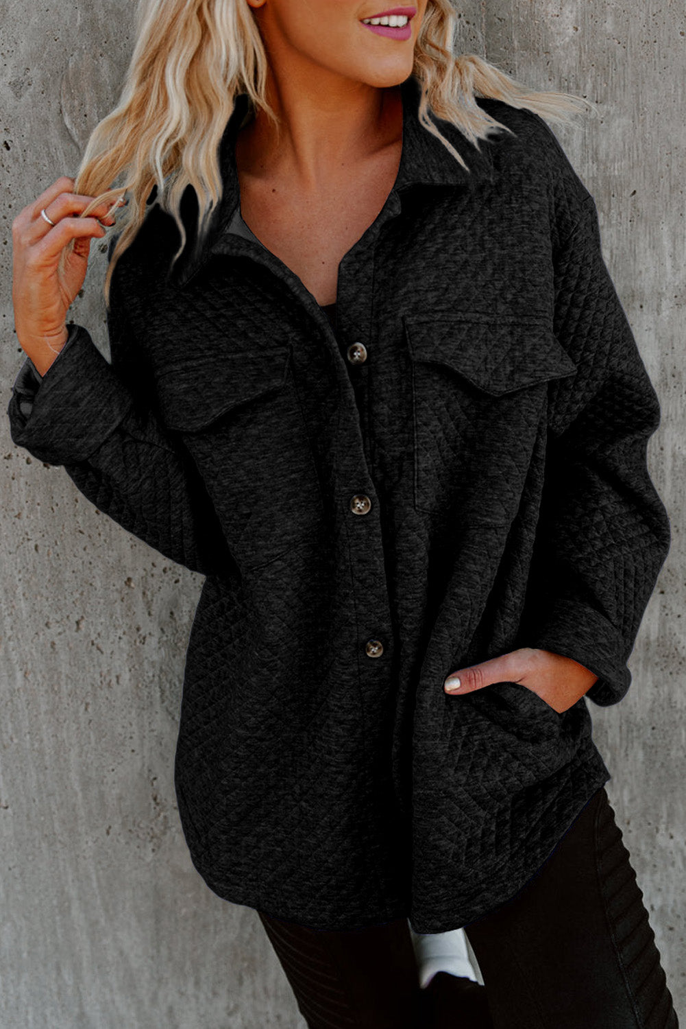 Textured Oversized Button - Down Shacket