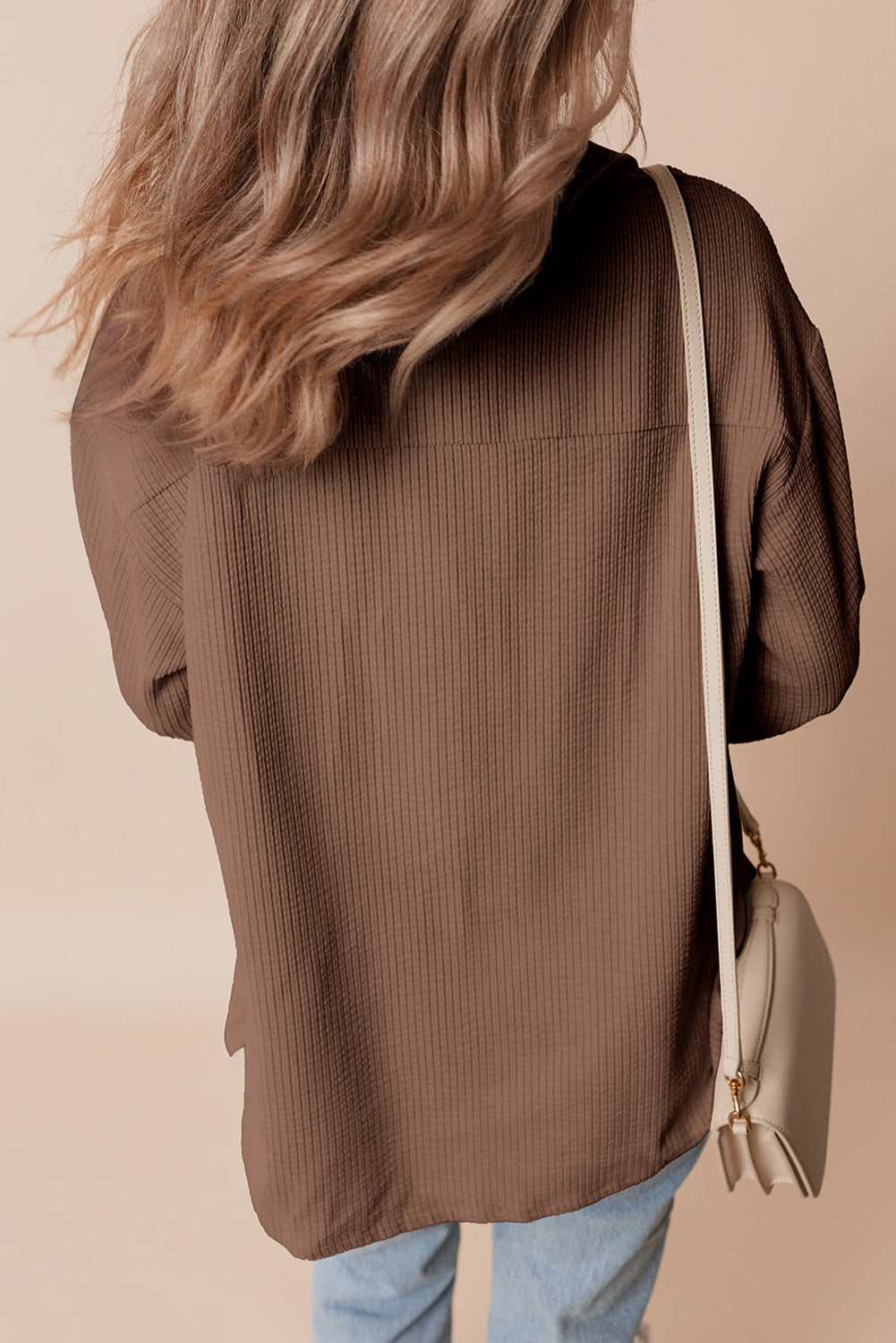 Casual Waffle - Knit Button Up Shacket