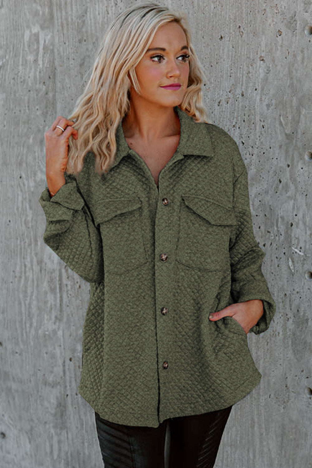 Textured Oversized Button - Down Shacket