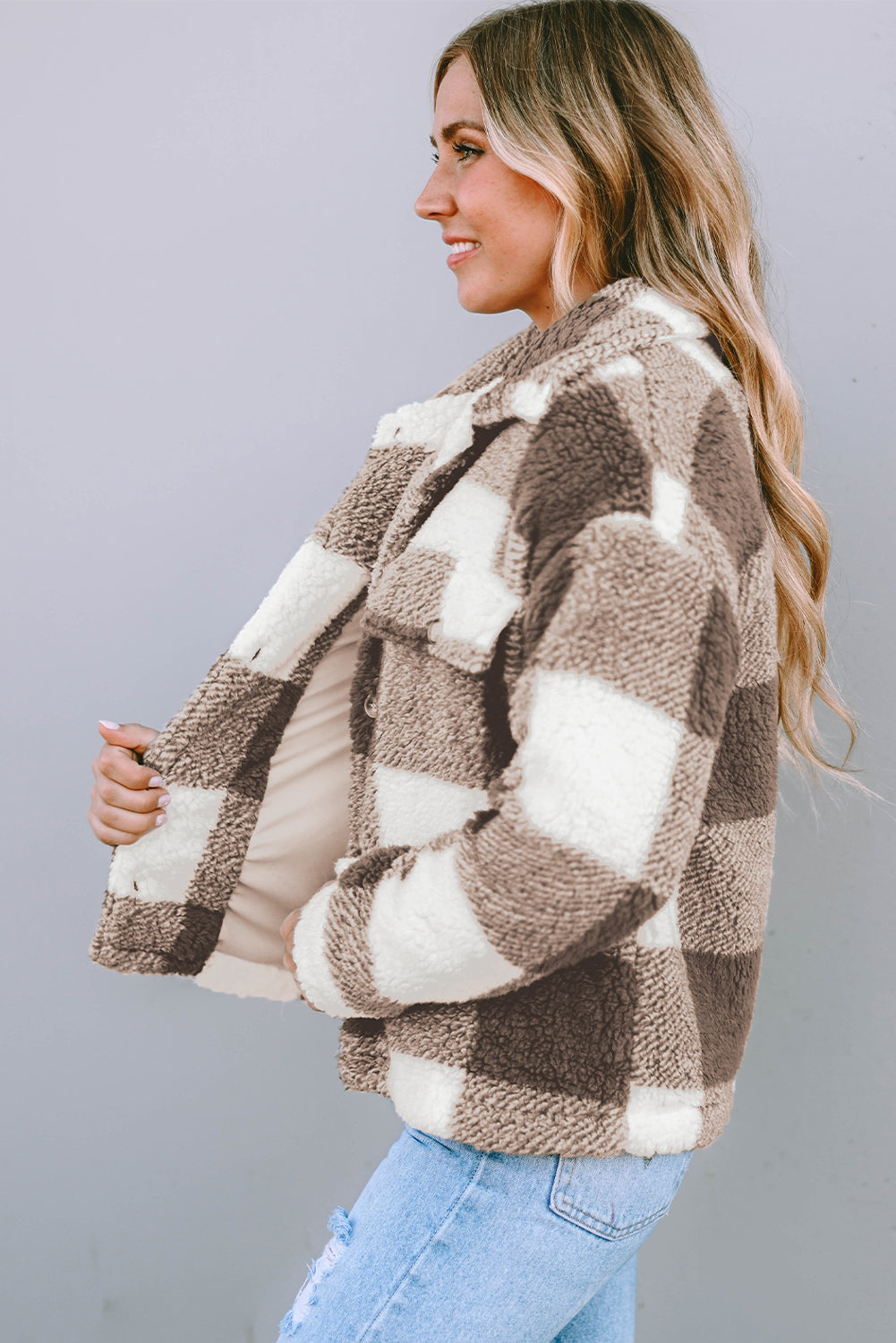 Emma - Plaid Sherpa Jacket