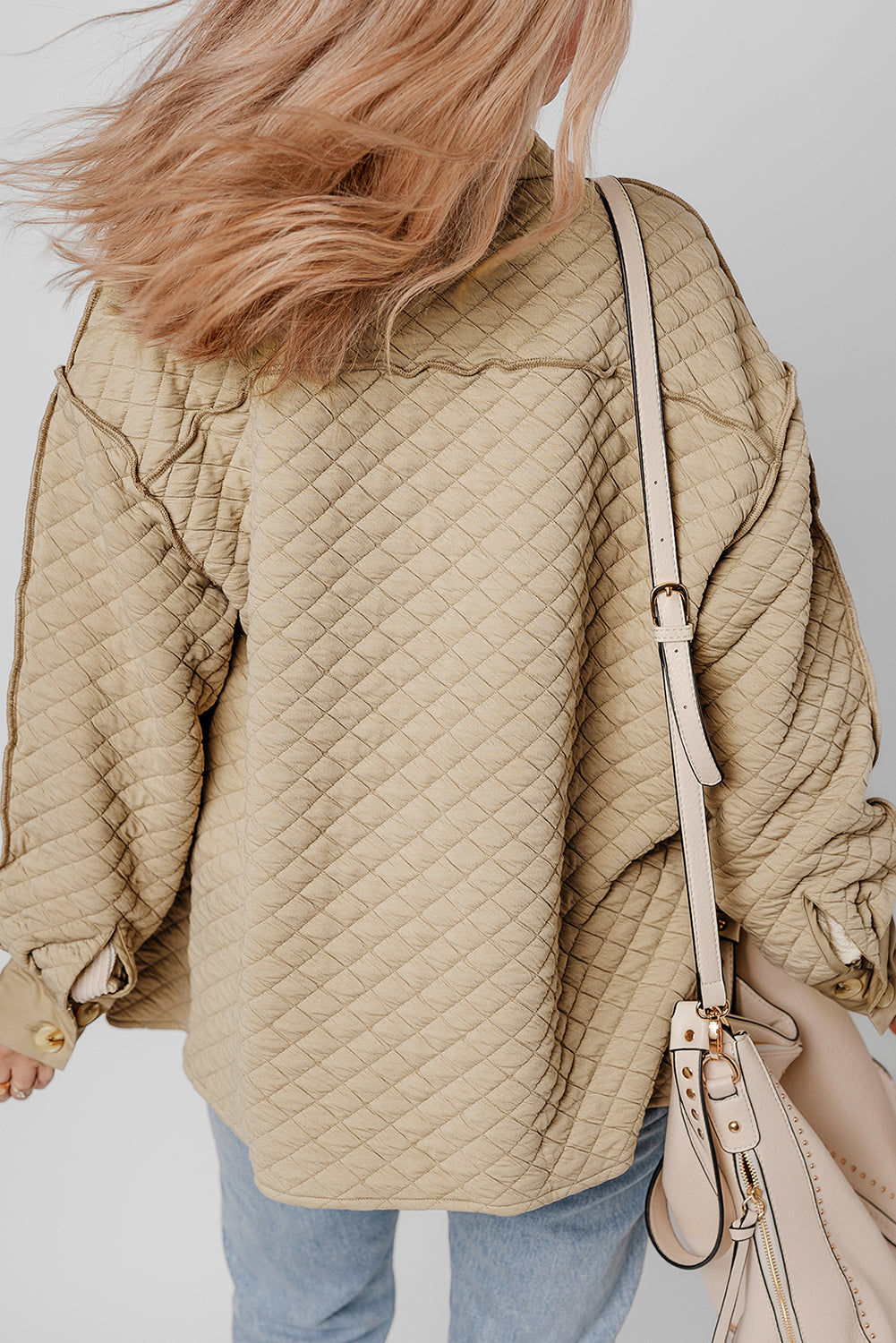 Quilted Button-Down Oversized Jacket