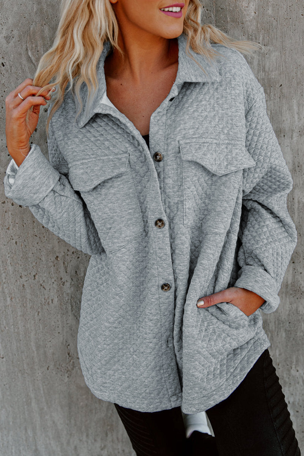 Textured Oversized Button - Down Shacket