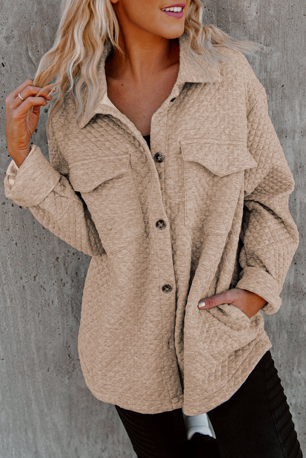 Textured Oversized Button - Down Shacket
