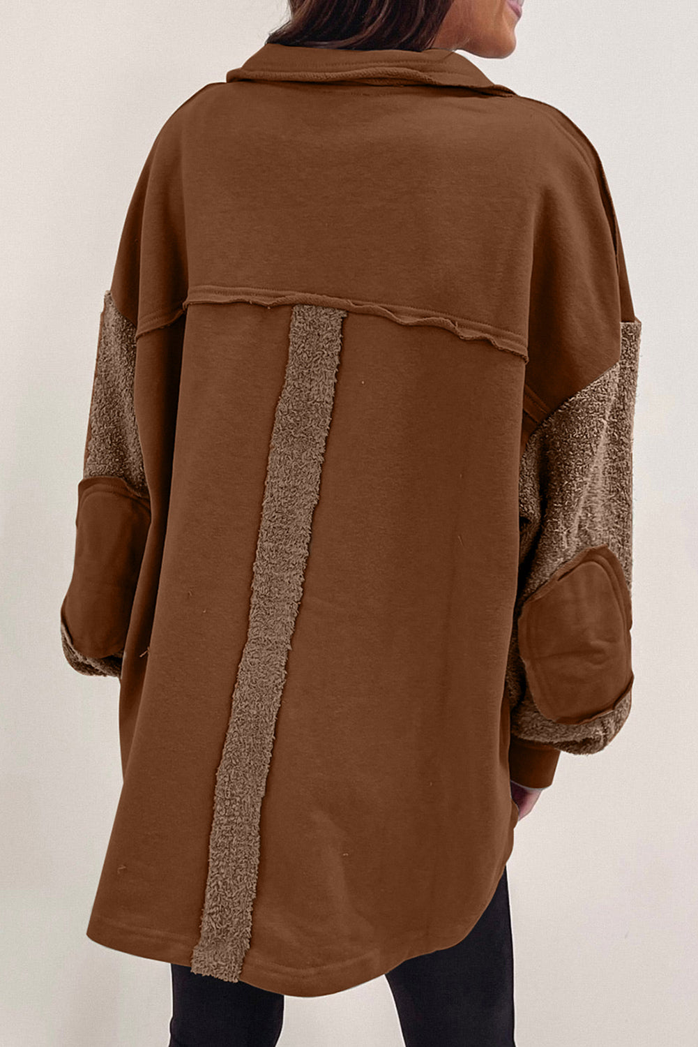 Button-Up Fleece Sleeve Shacket