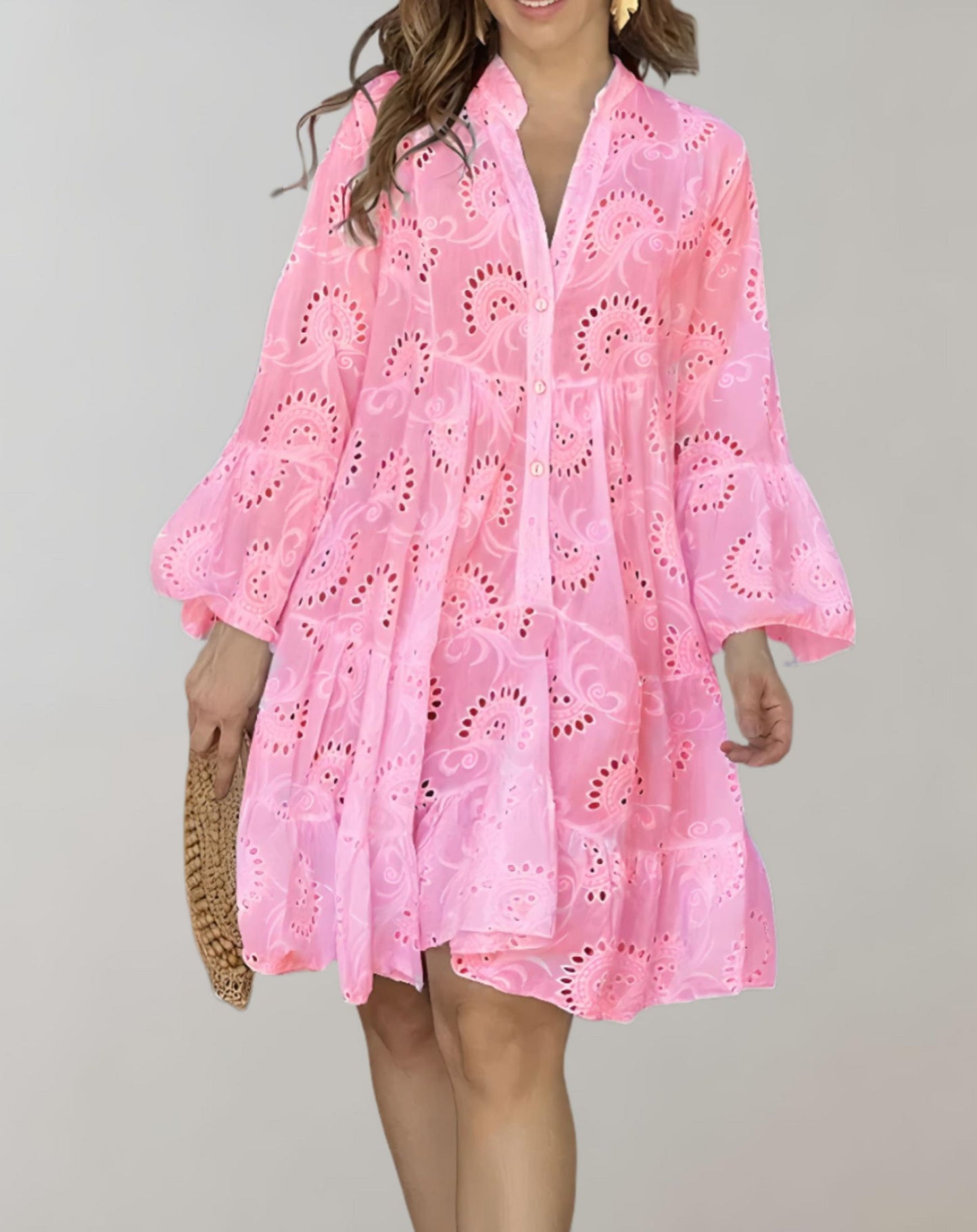 Mira - Stylish V-neck dress with embroidery for summers