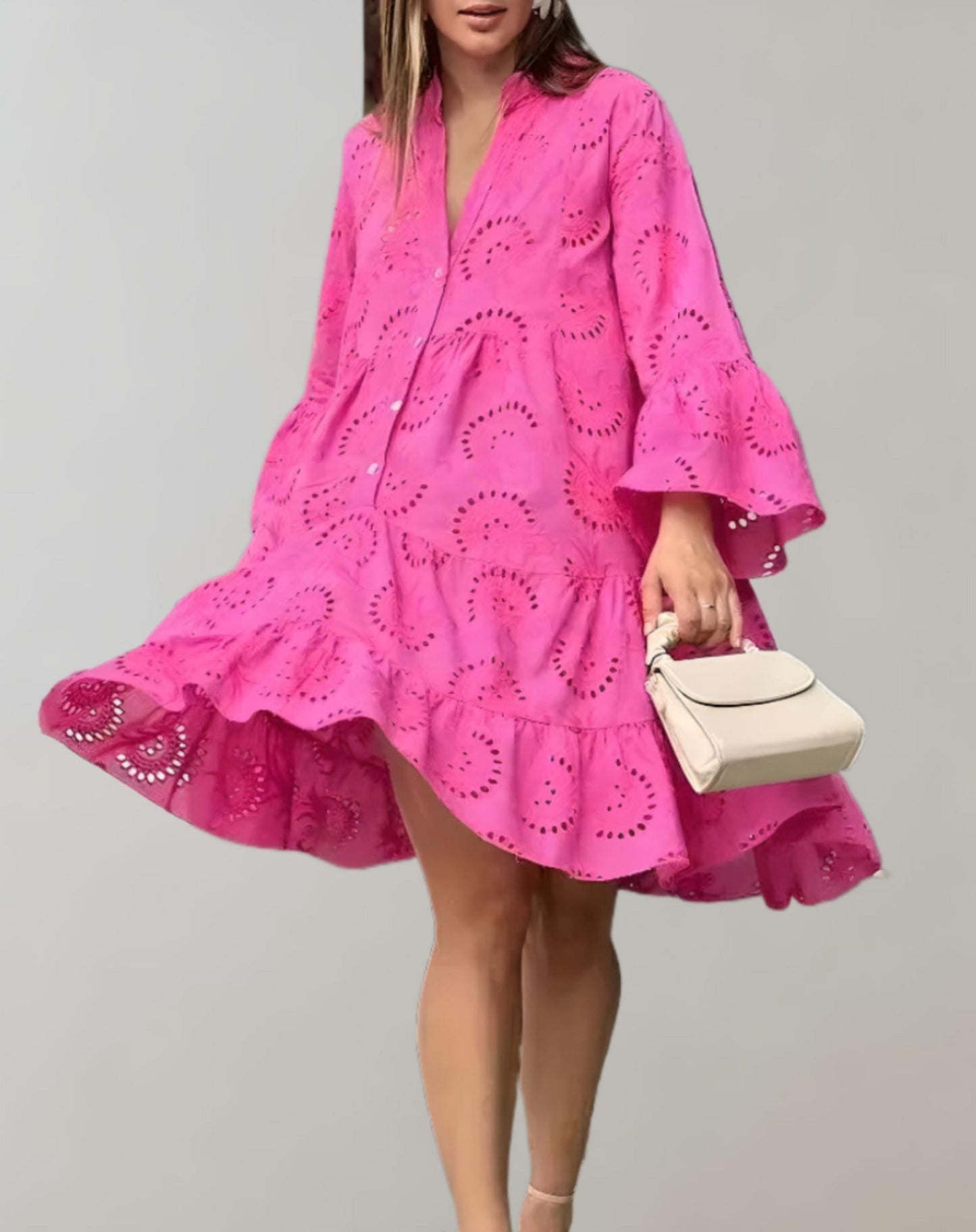 Mira - Stylish V-neck dress with embroidery for summers