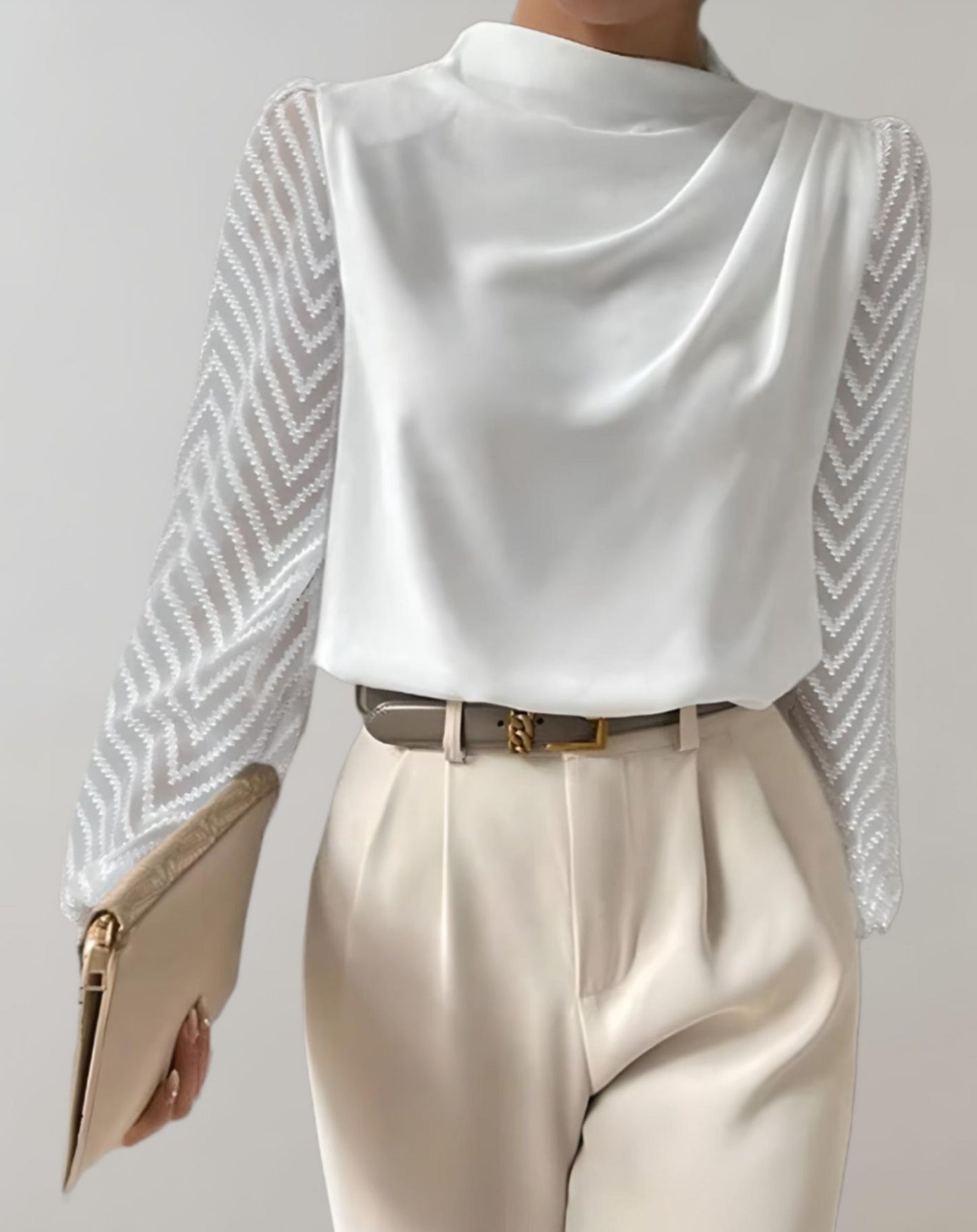 Fiona - Trendy High neck Top with long sleeve