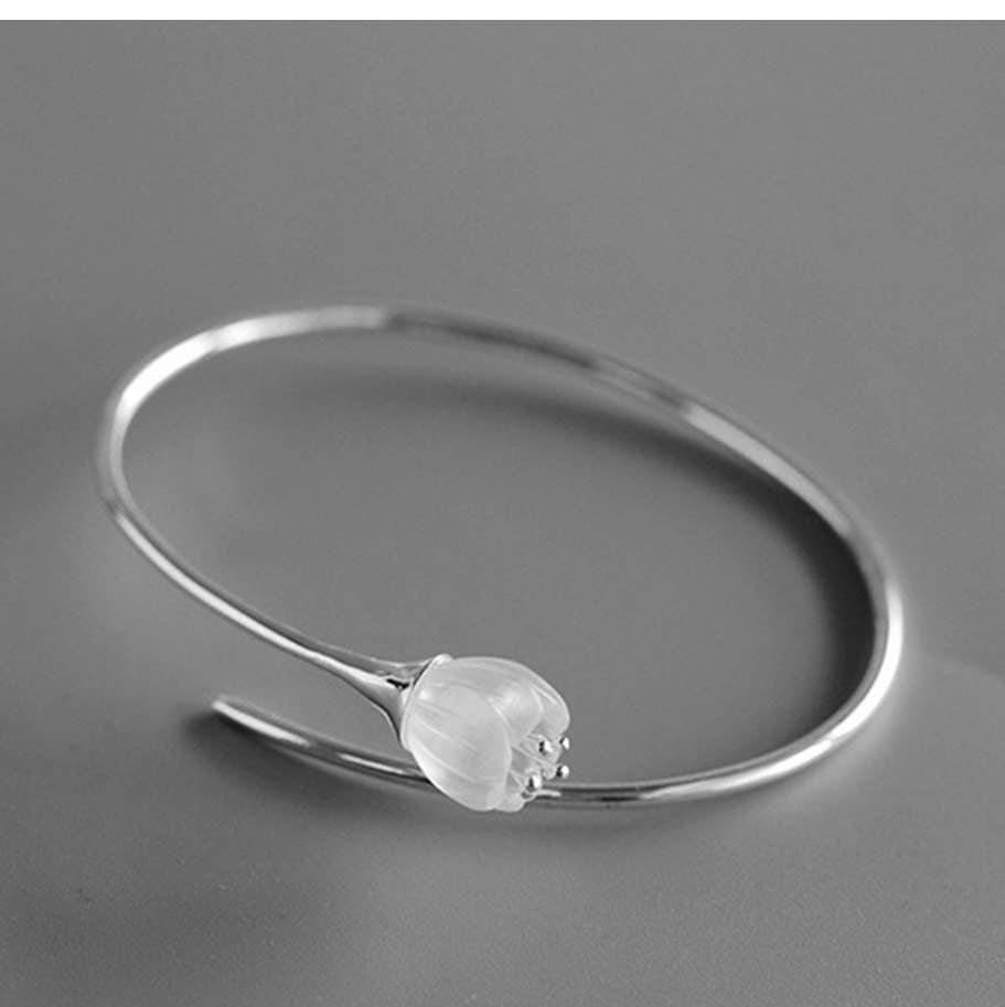 Elegant and refined Lily | Women's Floral Bracelet | Minimalist Design Bracelet, featuring a delicate floral charm and a sleek minimalist style, perfect for enhancing any outfit.