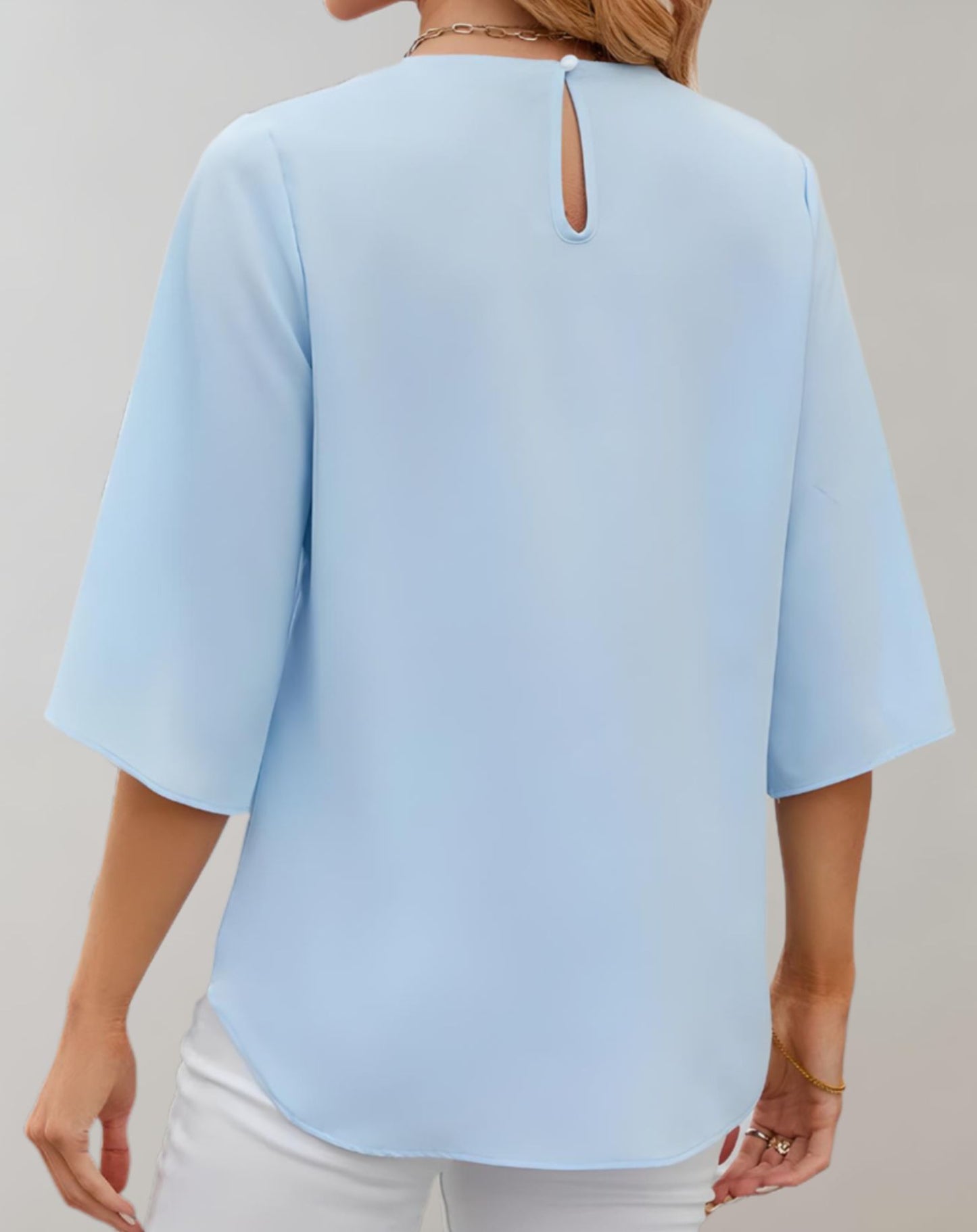 Mila - Flowing Bell Sleeve pleated neck Top for women