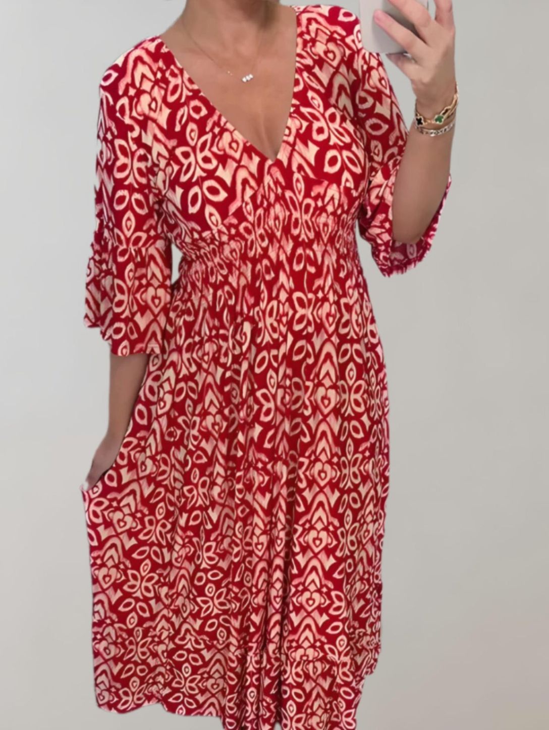 Mila - Elegant V-Neck Boho Dress