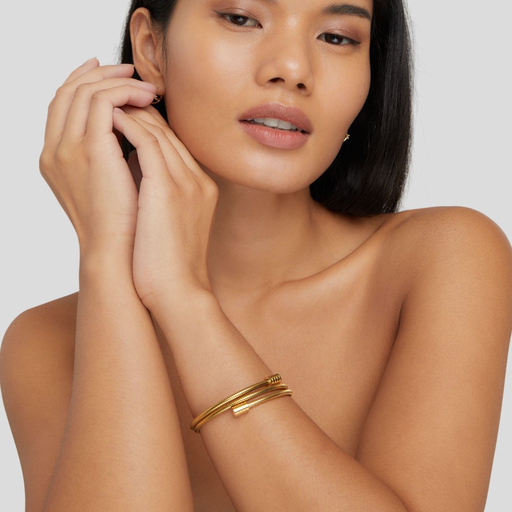 Close-up of the Ava Women's Adjustable Bracelet, showcasing its chic and modern design with a sleek, adjustable band. A versatile accessory perfect for adding elegance to any outfit.