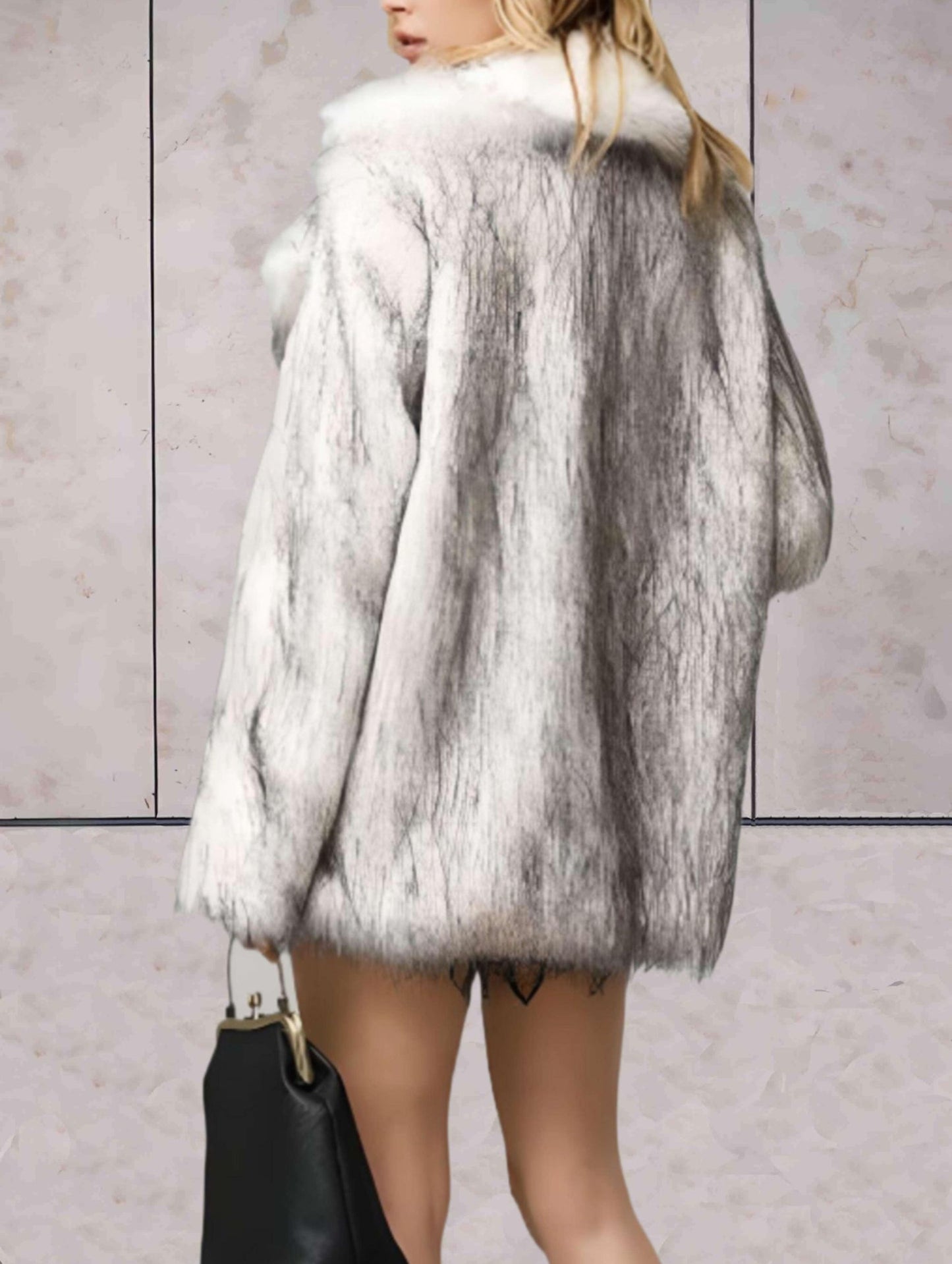 Evelyn - Plush Faux Fur Jacket with Notched Collar