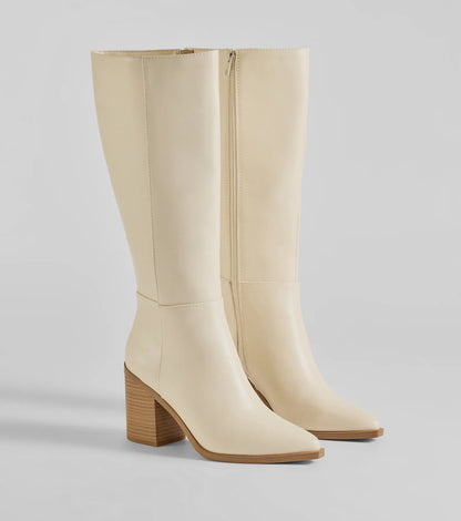 Zavanova Under-The-Knee Faux Leather Boots