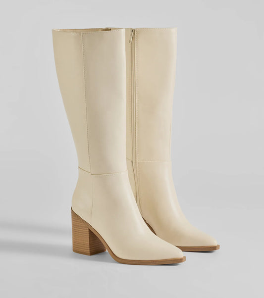 Zavanova Under-The-Knee Faux Leather Boots