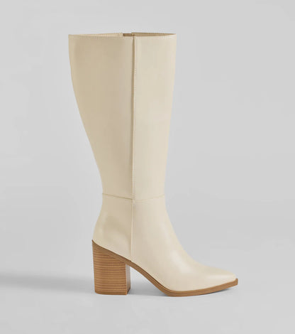 Zavanova Under-The-Knee Faux Leather Boots