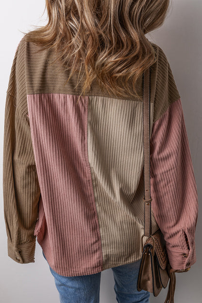 Color Block Oversized Button-Down jacket