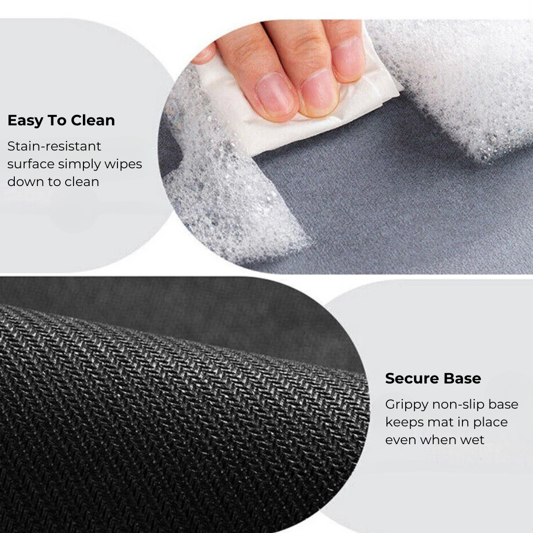 Oval anti-slip mat placed in a modern bathroom setting with slippers nearby, featuring a sleek and stylish design for the sale of Eva | Anti-Slip Mat | Stylish Home Mat.