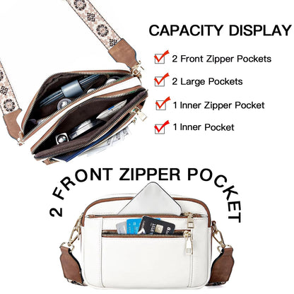  A woman sitting on a balcony railing wearing a stylish crossbody bag with an elegant design, featuring multiple compartments and an adjustable strap, ideal for everyday use.