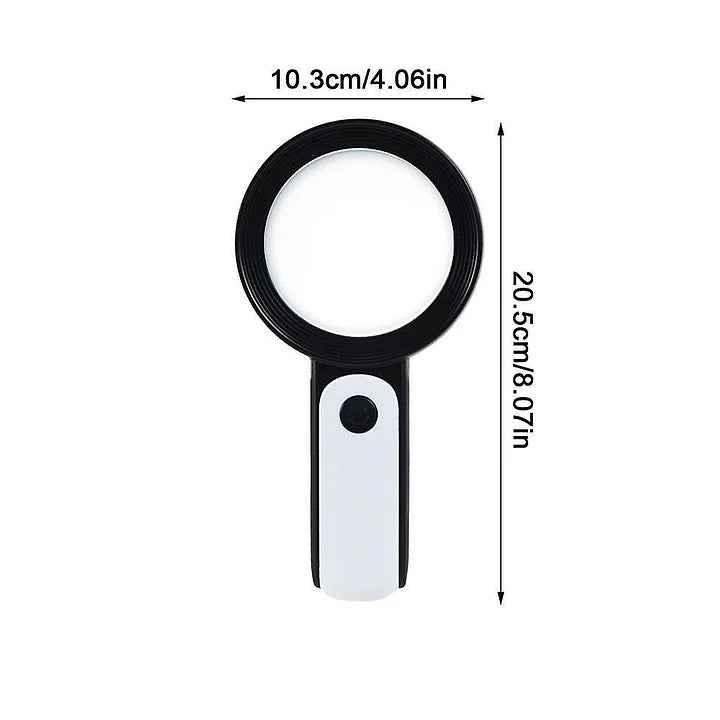 Ergonomic and precise Sophia | Handheld Magnifier | Ergonomic Handheld Magnifier, featuring a comfortable handle and a high-quality lens for clear magnification, ideal for reading, crafting, and detailed work.