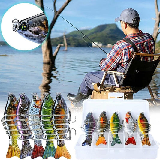 Angler sitting by a serene lake with a set of realistic fishing lures displayed, showcasing their detailed design and effectiveness for a successful fishing experience.