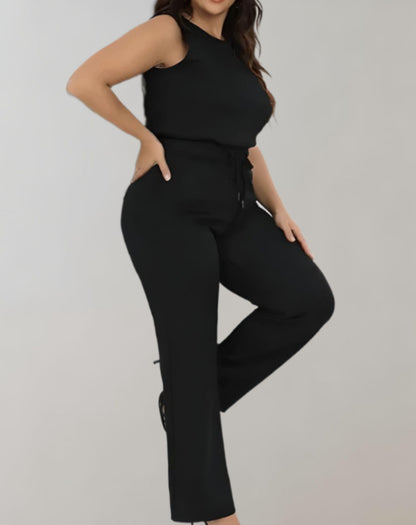 Sophia - Elegant 2-Piece Sleeveless Top and Wide-Leg Pant Set