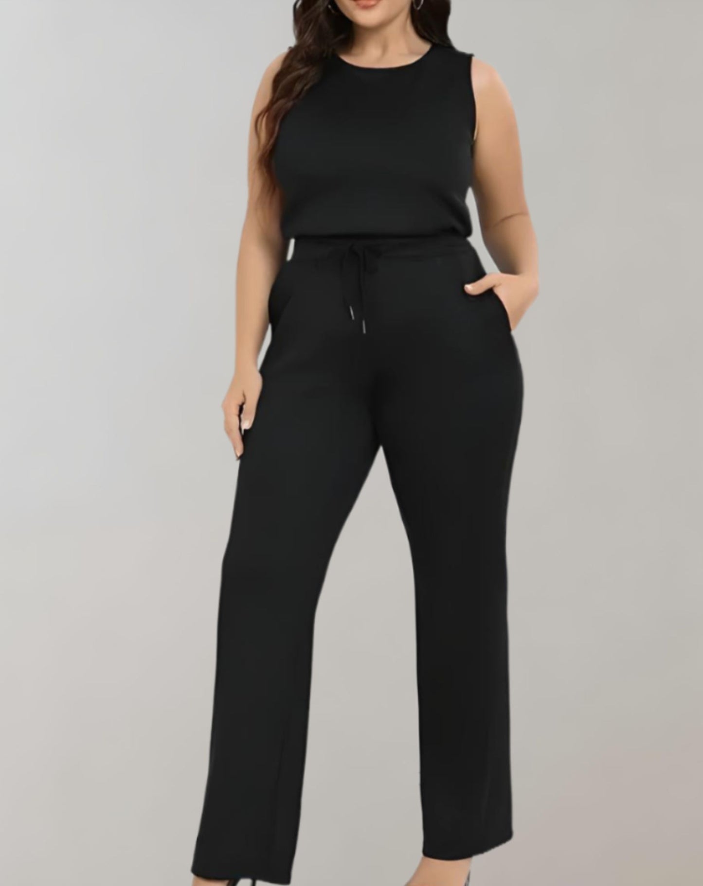 Sophia - Elegant 2-Piece Sleeveless Top and Wide-Leg Pant Set