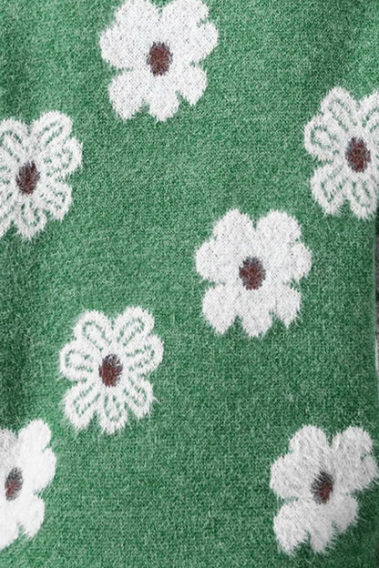 Flower Half Zip Sweater