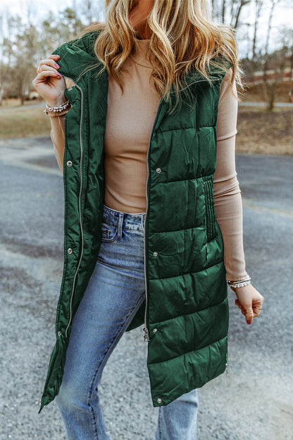 Lily - Long Puffer Vest with Hood