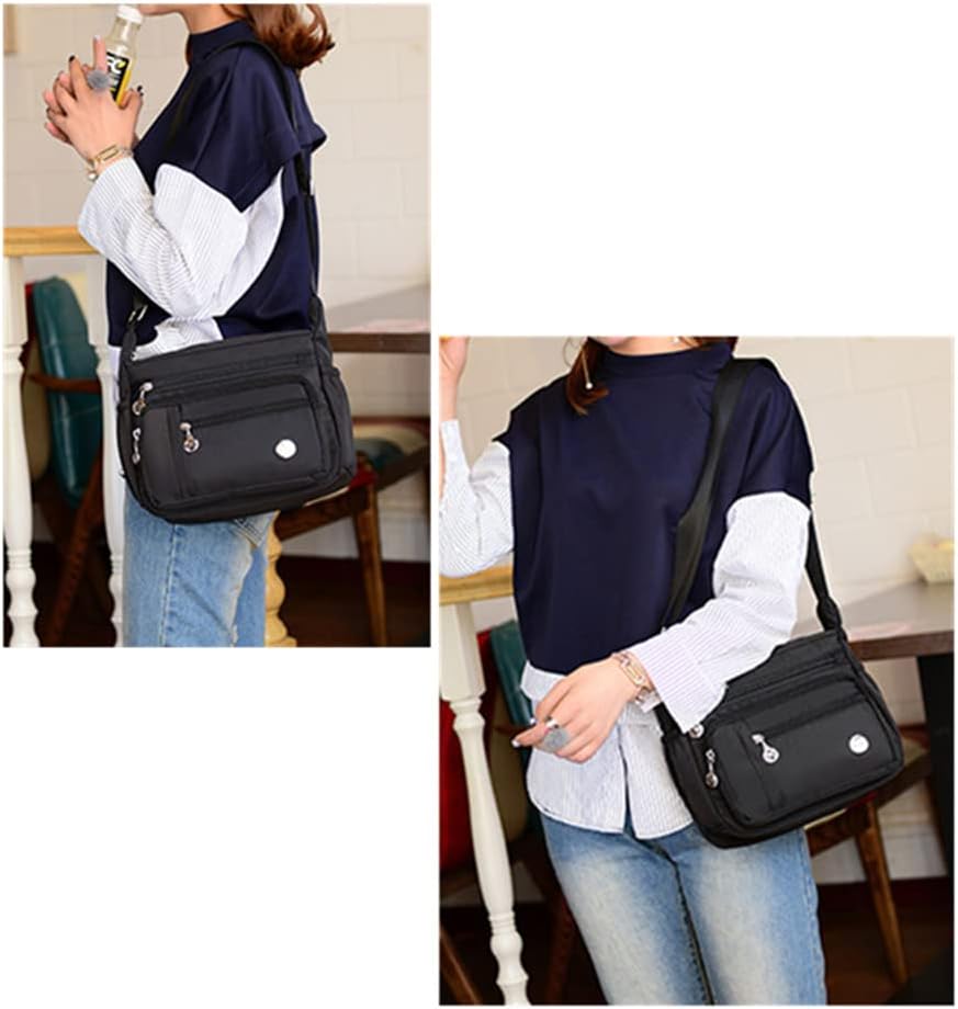  Functional multi-pocket bag with adjustable strap, multiple zippered compartments, and side pockets, offering ample space for daily essentials. Compact and lightweight design for easy carrying. Perfect for organization and travel use.