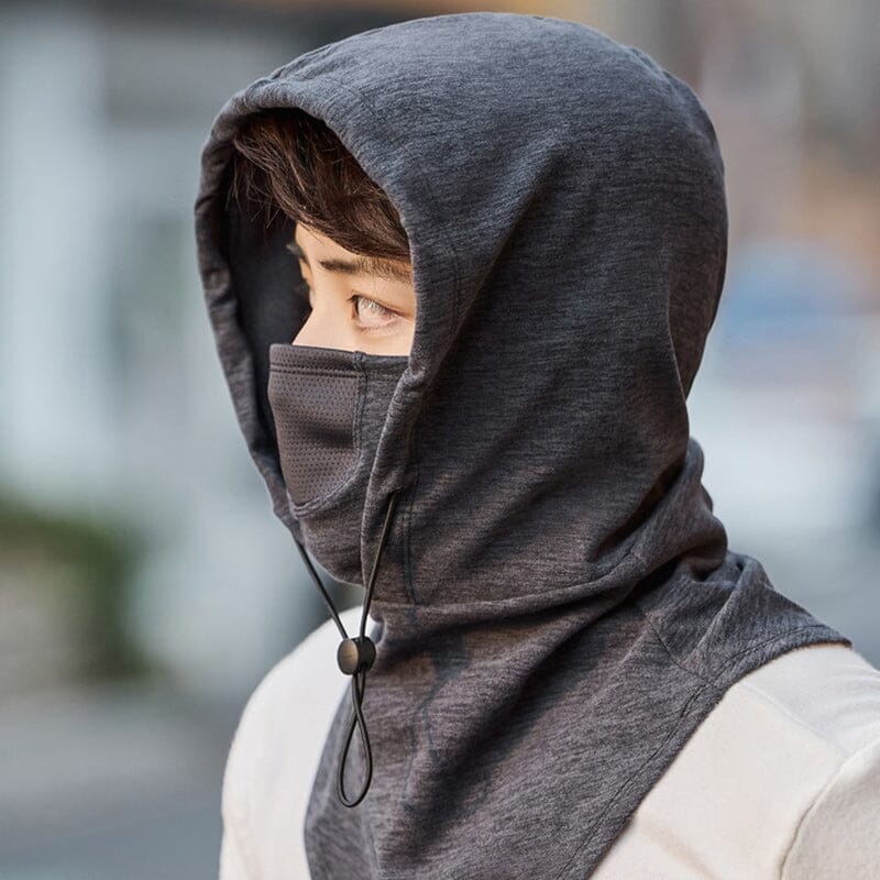 Protective hooded mask featuring a sleek design with adjustable fit, providing full coverage for outdoor activities and daily wear.