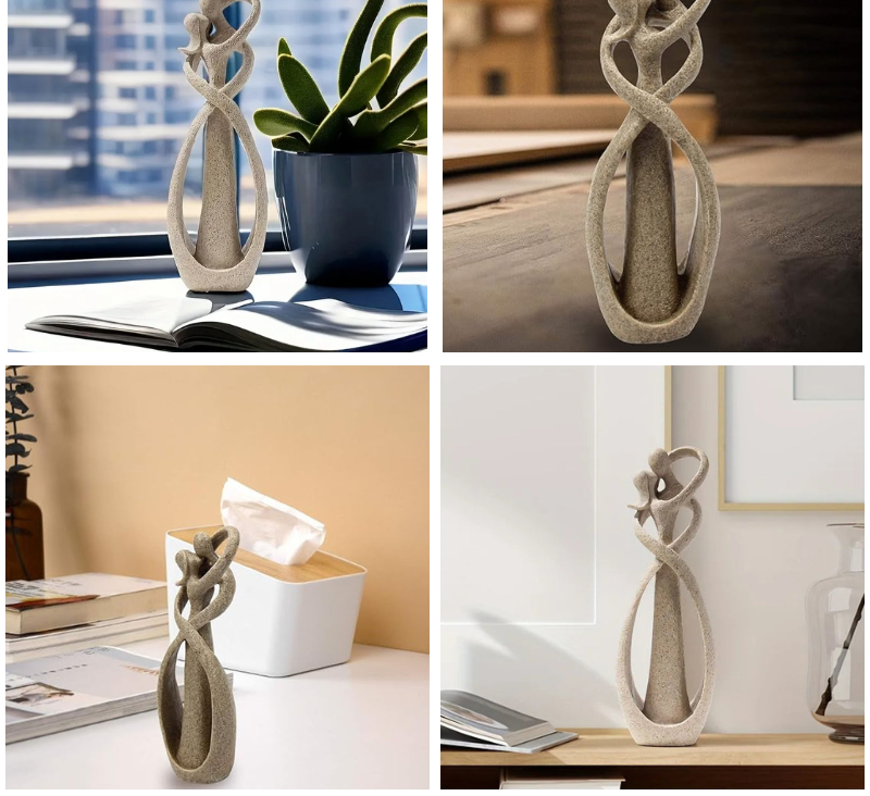 Elegant artistic sculptures showcasing intertwined figures, perfect for enhancing home décor with a touch of sophistication and timeless design.