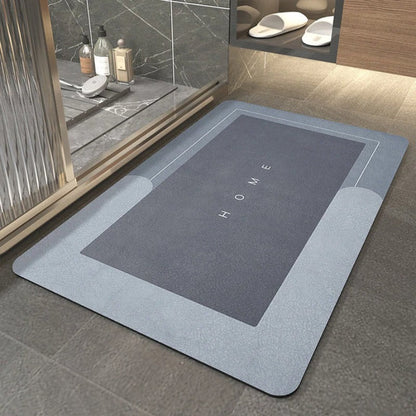 Oval anti-slip mat placed in a modern bathroom setting with slippers nearby, featuring a sleek and stylish design for the sale of Eva | Anti-Slip Mat | Stylish Home Mat.