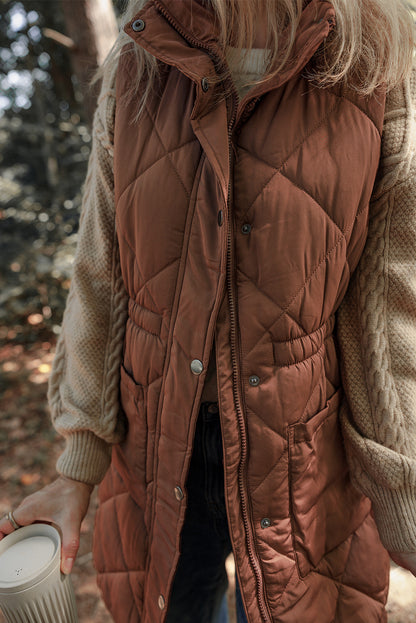 Harper - Long Quilted Puffer Vest