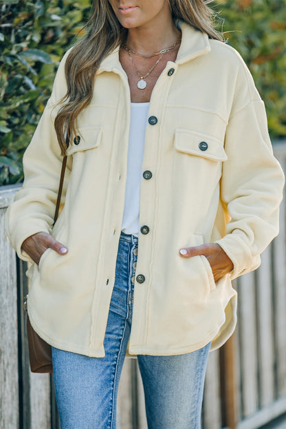 Chic Button-Up Wool-Blend Jacket with Front Pockets