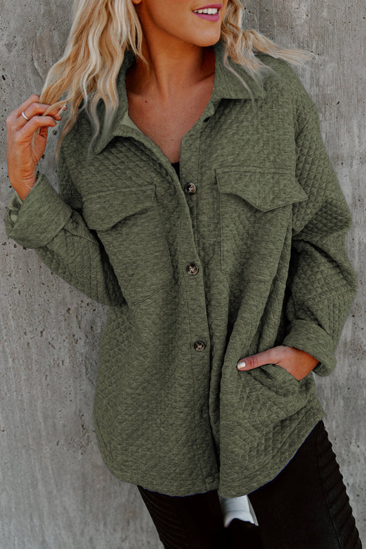 Textured Oversized Button - Down Shacket