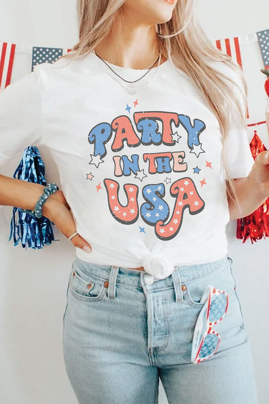 StarWave White Party in the USA Flag Fashion Top