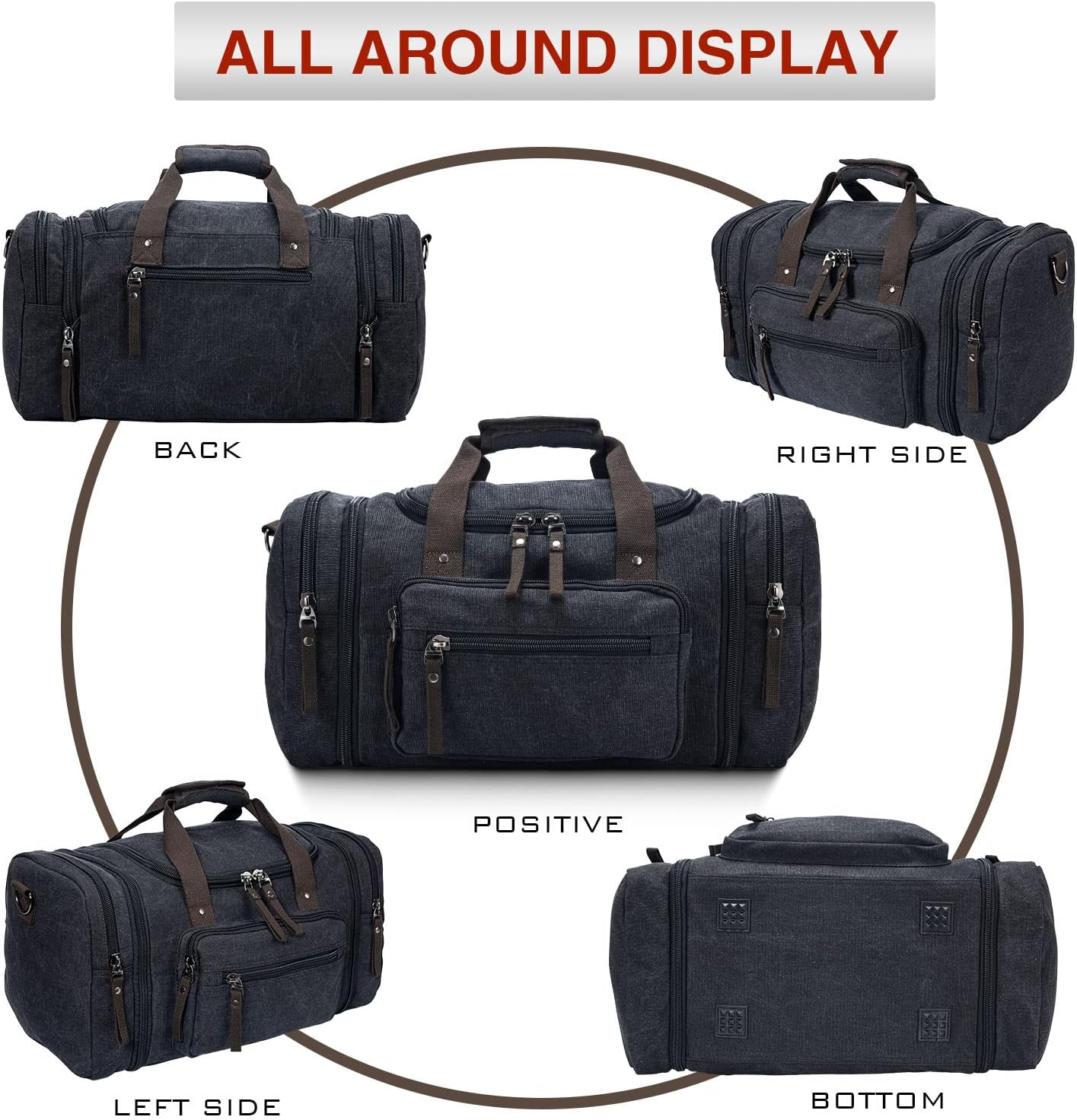 Stylish travel bag with a durable design, multiple pockets for organized storage, sturdy handles, and zippers, ideal for travel and weekend trips.