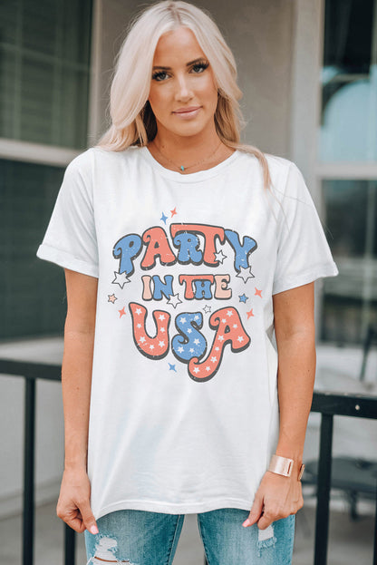 StarWave White Party in the USA Flag Fashion Top