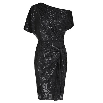 Ava | One-Shoulder Ruched Party Dress for Women Shiny asymmetrical ruched dress for women, offering an elegant, modern cut. This fitted dress enhances the silhouette with its refined gathered details, ideal for evenings out or special events. A sophisticated model for a bold, glamorous look.