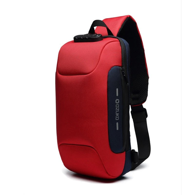 Sleek anti-theft crossbody bag featuring a modern design, secure zippers, and durable construction. Perfect for travel, work, or daily use, providing safety and style for keeping essentials organized and protected.