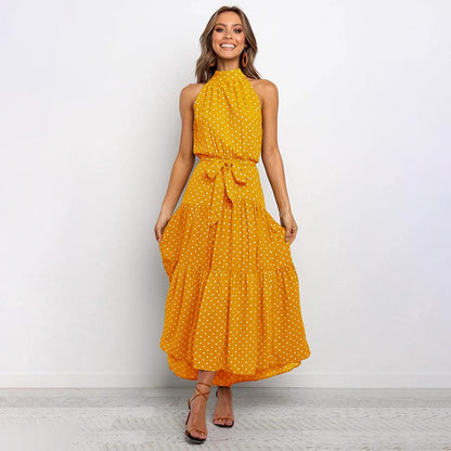 Boho Halter Polka Dot Dress