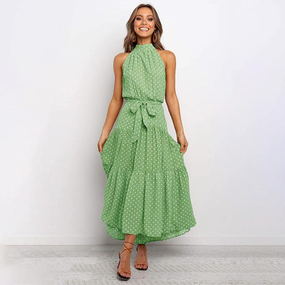 Boho Halter Polka Dot Dress