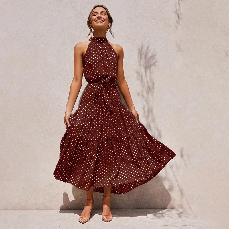 Boho Halter Polka Dot Dress